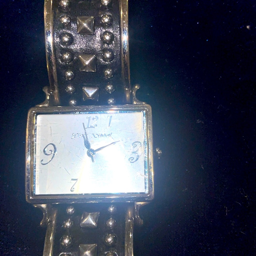 Betsey Johnson studded silver tone watch